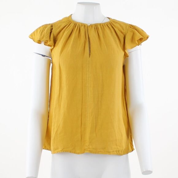 Velvet by Graham & Spencer Coco Linen Flutter Sleeve Blouse - Picture 1 of 5